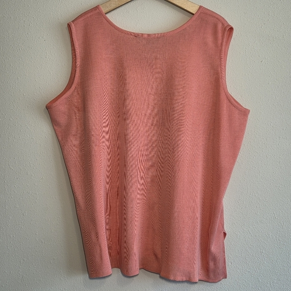Ming Wang Peach Colored Knit Tank Top Plus Size 2X Office Contemporary Classic - Picture 6 of 8